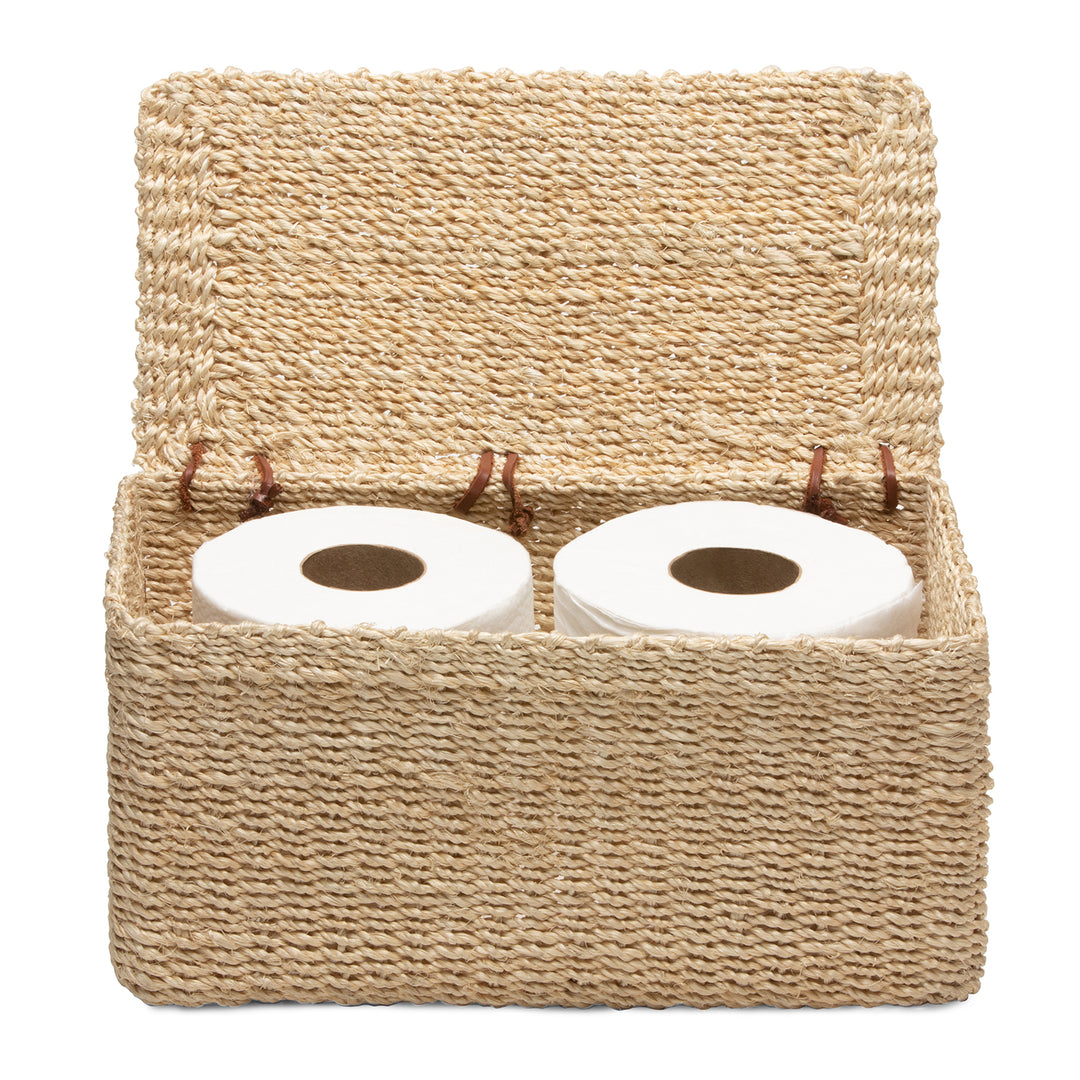 Chelston Bleached Abaca Rectangular Double Toilet Paper Holder