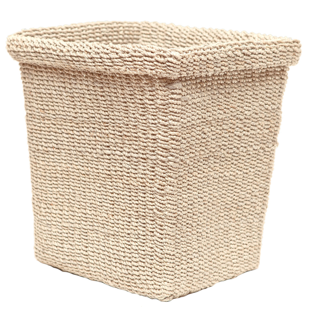 Chelston Bleached Abaca Rectangular Waste Basket, Tapered