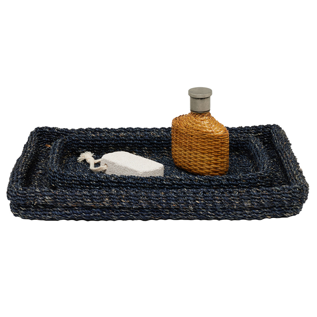 Chelston Abaca Nested Tray Set/2 (Indigo Blue)