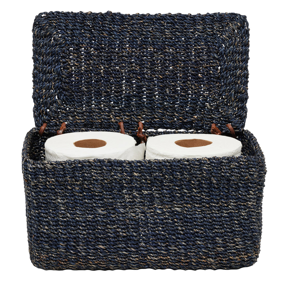 Chelston Abaca Rectangular Double Toilet Paper Holder (Indigo Blue)