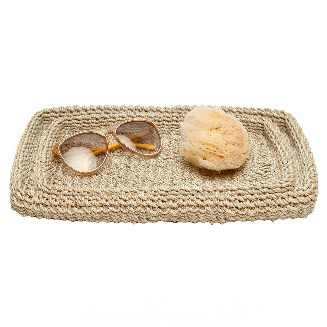 Chelston Bleached Abaca Tray Set/2