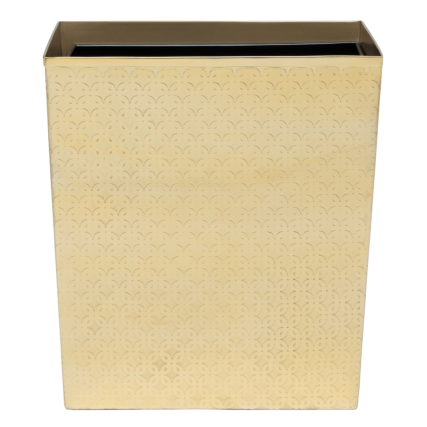 Concord Shiny Gold Lattice Stainless Steel Rectangle Wastebasket - Thumbnail 2