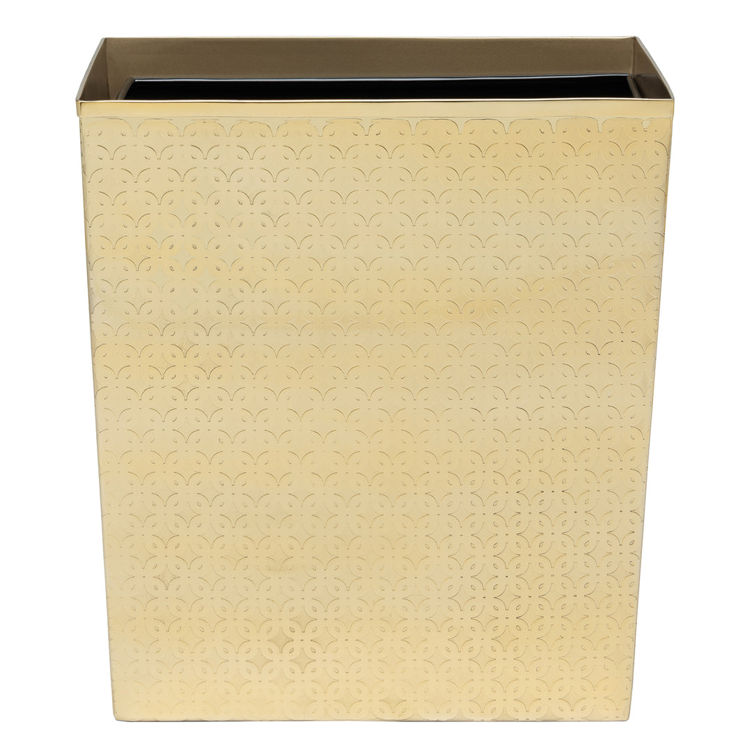 Concord Shiny Gold Lattice Stainless Steel Rectangle Wastebasket