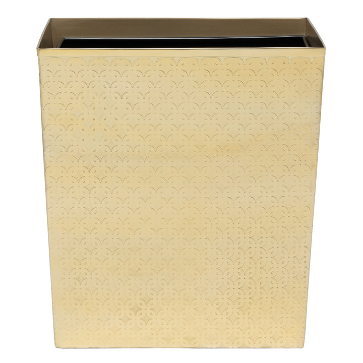 Concord Shiny Gold Lattice Stainless Steel Rectangle Wastebasket