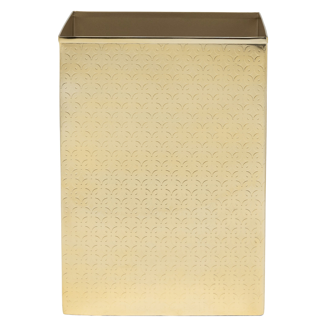 Concord Shiny Gold Lattice Stainless Steel Square Wastebasket