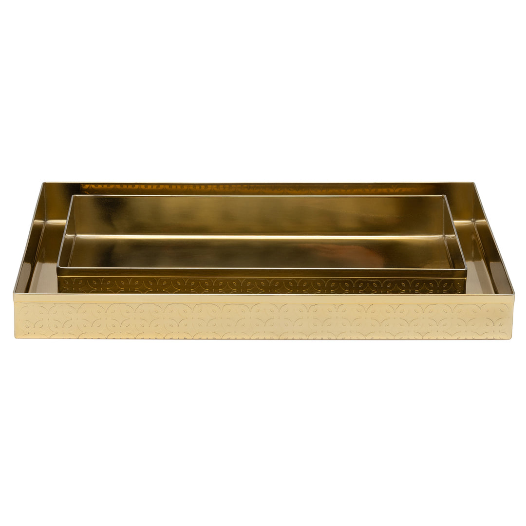 Concord Shiny Gold Lattice Stainless Steel Nested Trays Set/2