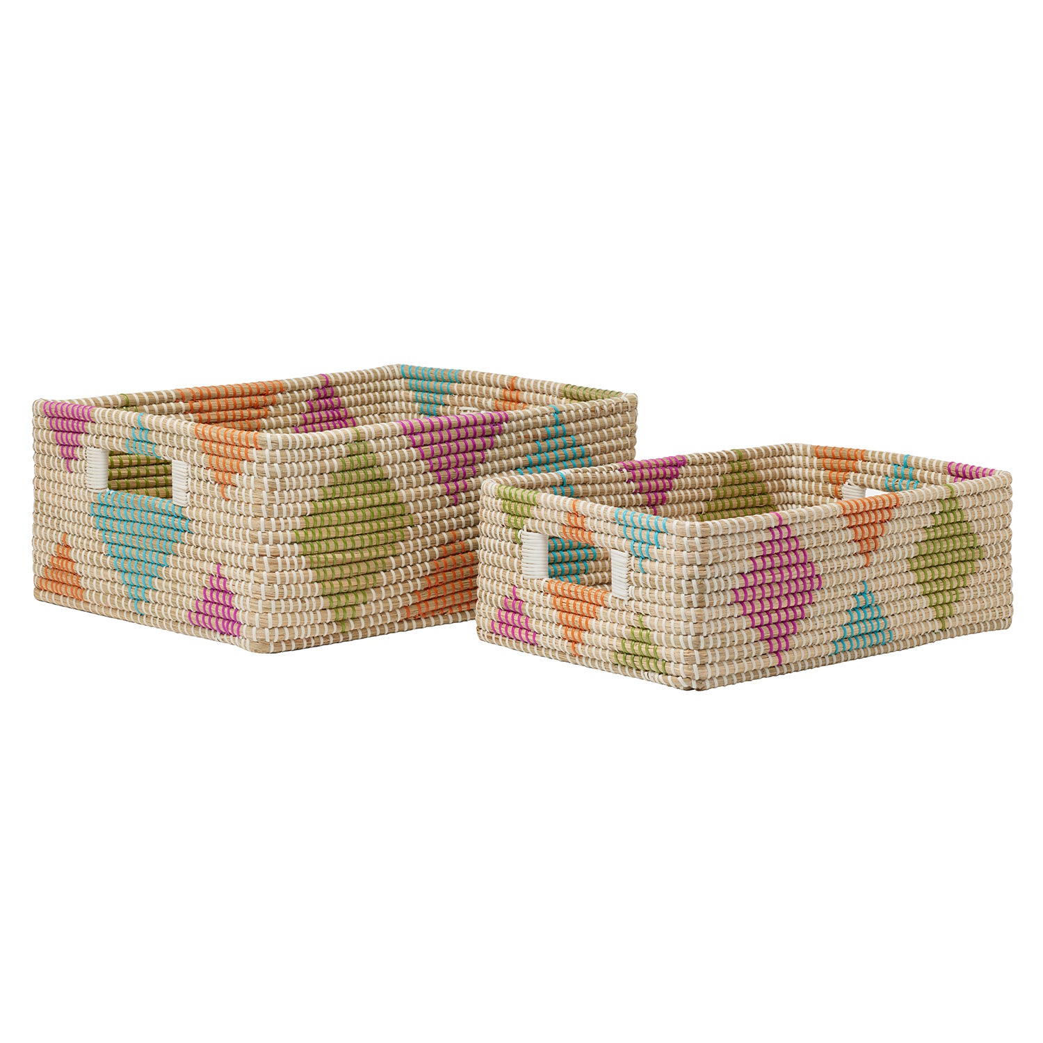 Cora Multicolor Seagrass Storage Baskets Set/2