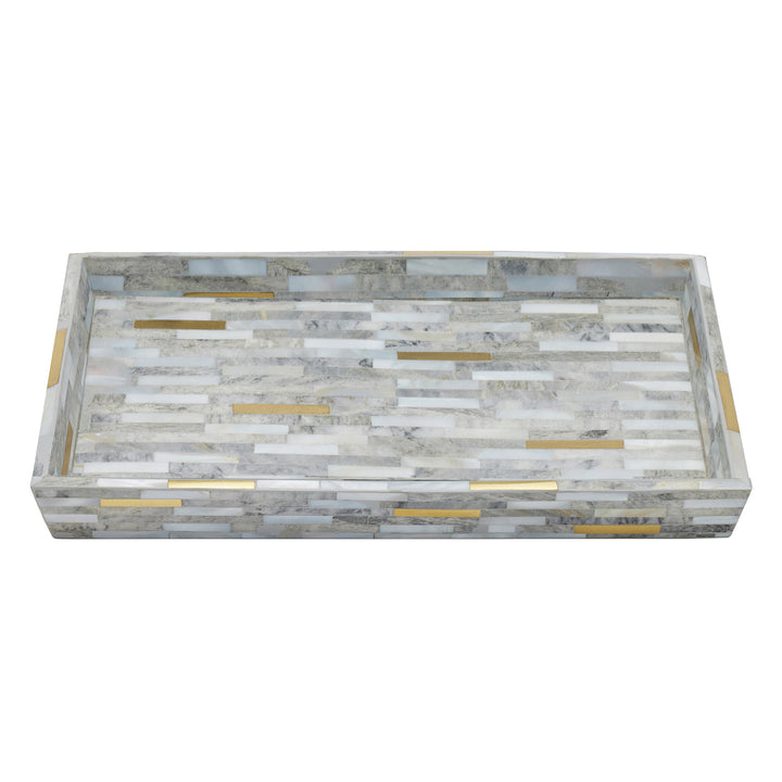 Cortona Clamstone Nested Trays Set/2 (Gray Shell/Brass)