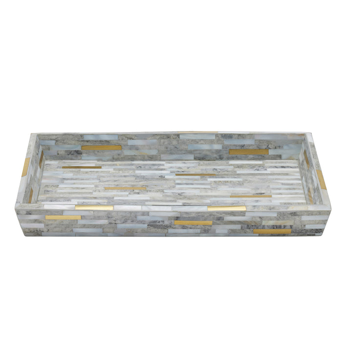 Cortona Clamstone Nested Trays Set/2 (Gray Shell/Brass)