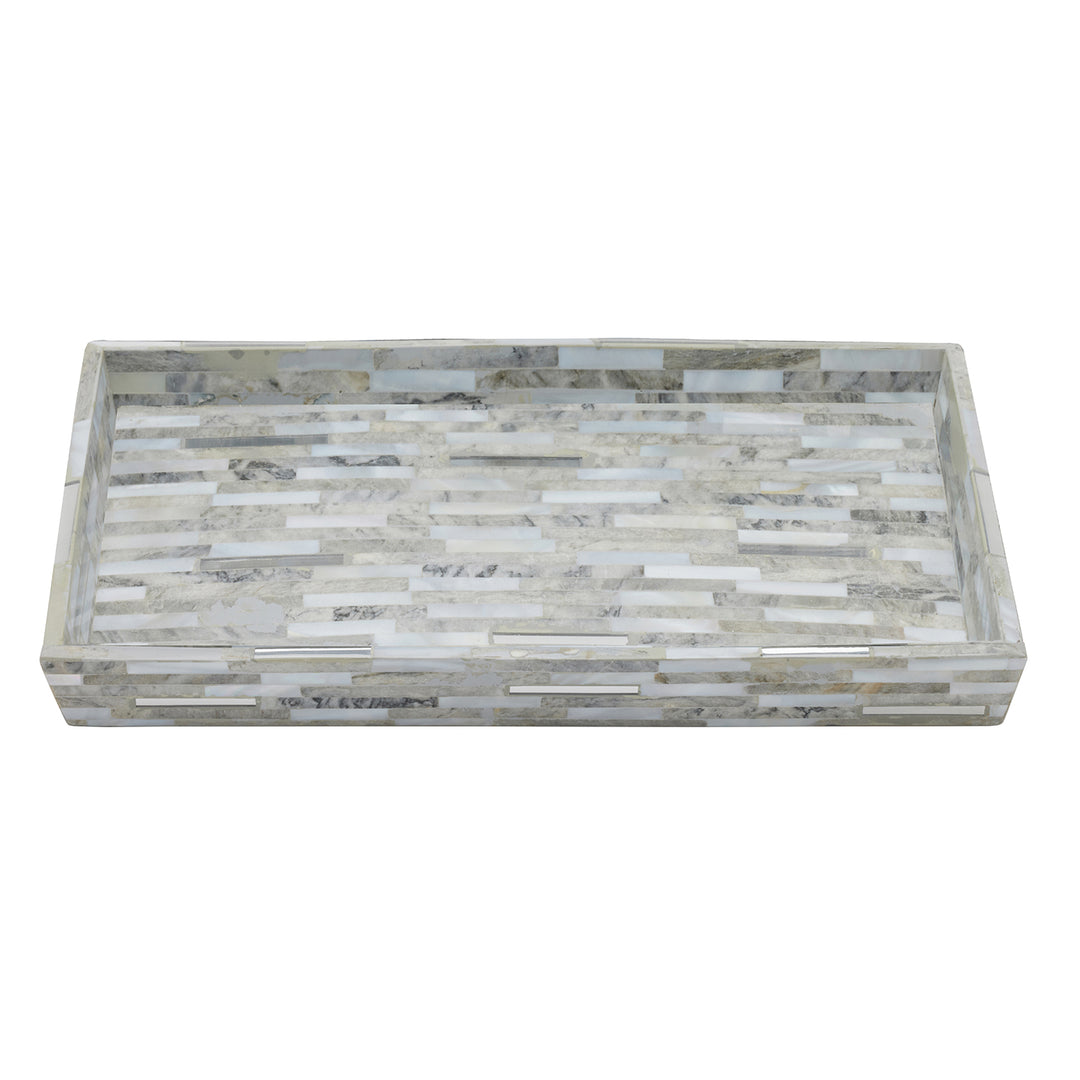 Cortona Clamstone Nested Trays Set/2 (Gray Shell/Silver)