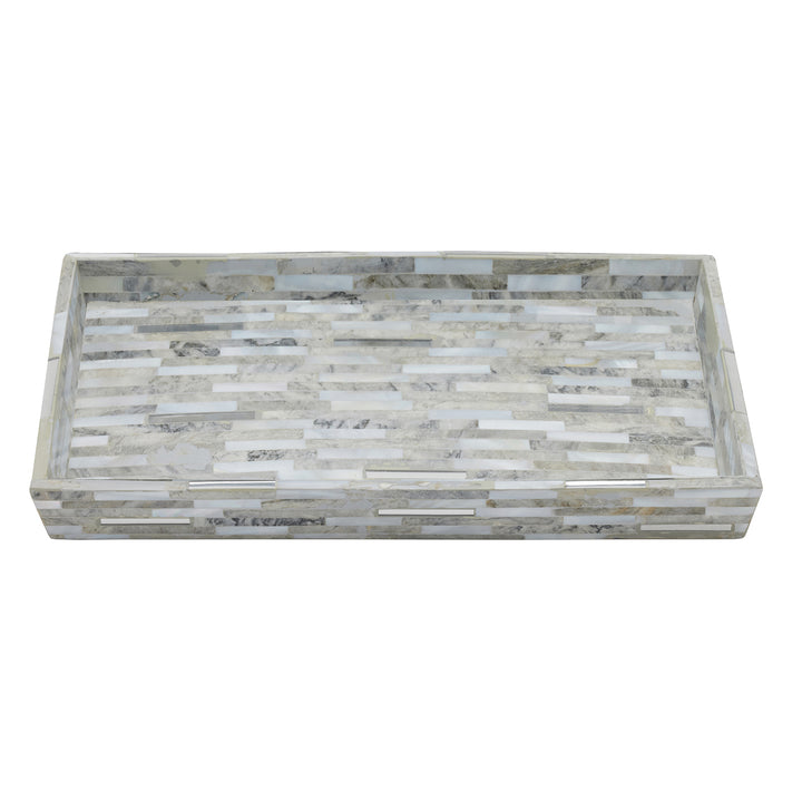 Cortona Clamstone Nested Trays Set/2 (Gray Shell/Silver)