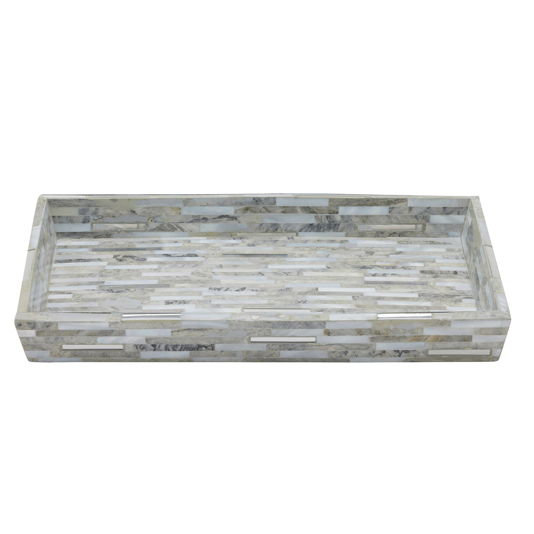 Cortona Clamstone Nested Trays Set/2 (Gray Shell/Silver)