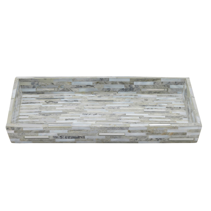 Cortona Clamstone Nested Trays Set/2 (Gray Shell/Silver)
