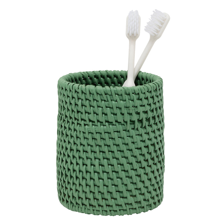 Dalton Rattan Bathroom Accessories (Moss Green)