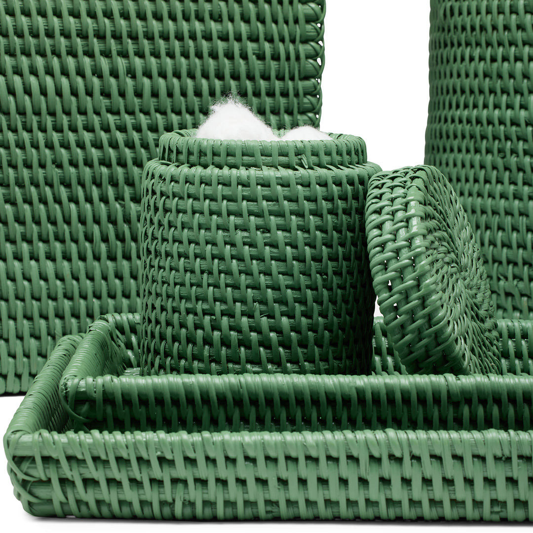 Dalton Rattan Bathroom Accessories (Moss Green)