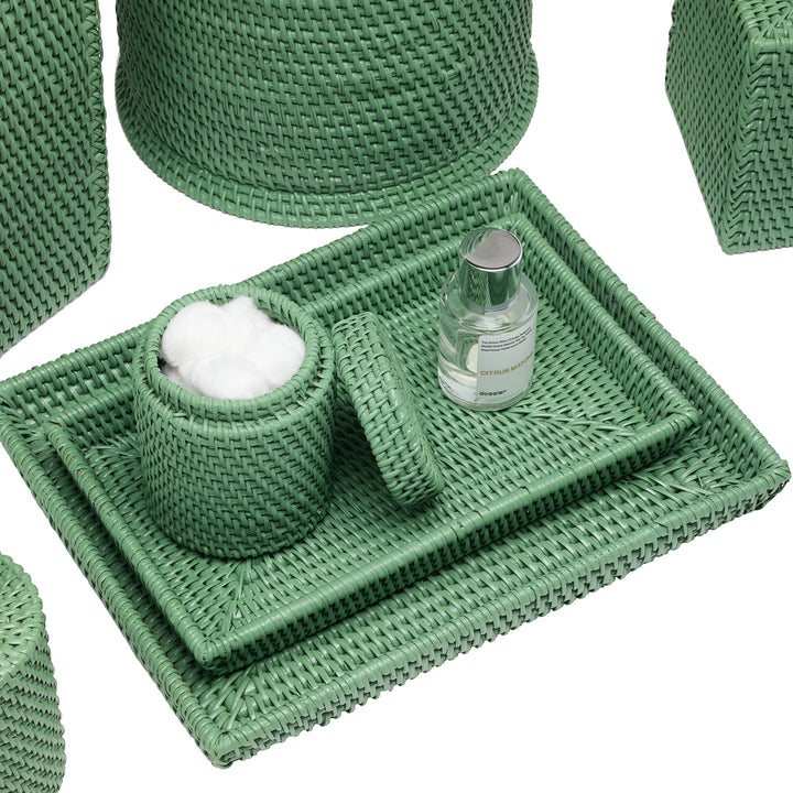 Dalton Rattan Bathroom Accessories (Moss Green)