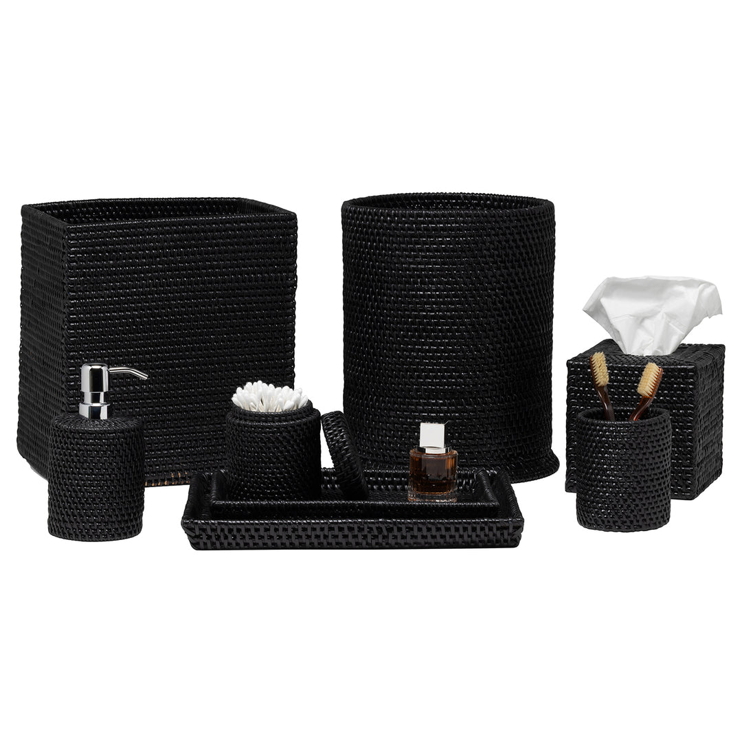 Dalton Rattan Bathroom Accessories (True Black)