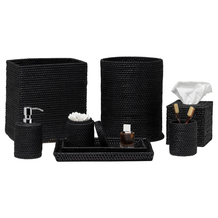 Dalton Rattan Bathroom Accessories (True Black)