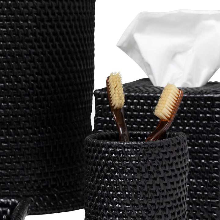 Dalton Rattan Bathroom Accessories (True Black)