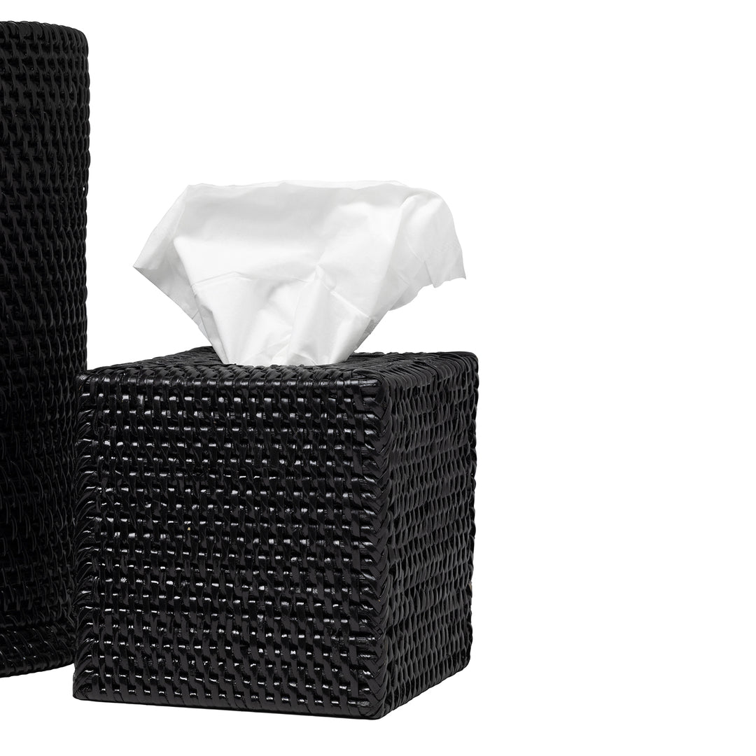 Dalton Rattan Bathroom Accessories (True Black)