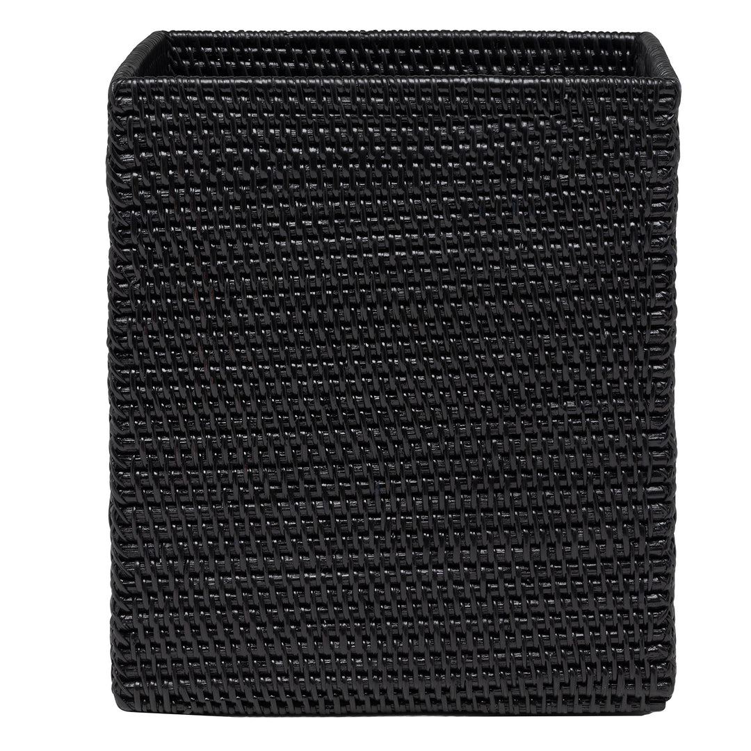 Dalton Rattan Rectangle Wastebasket (True Black)