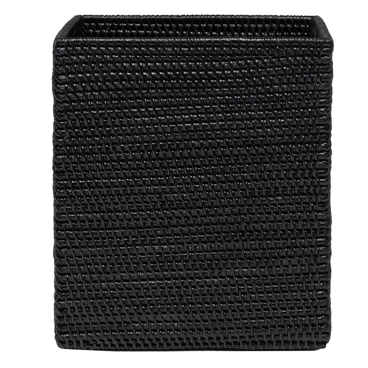 Dalton Rattan Rectangle Wastebasket (True Black)