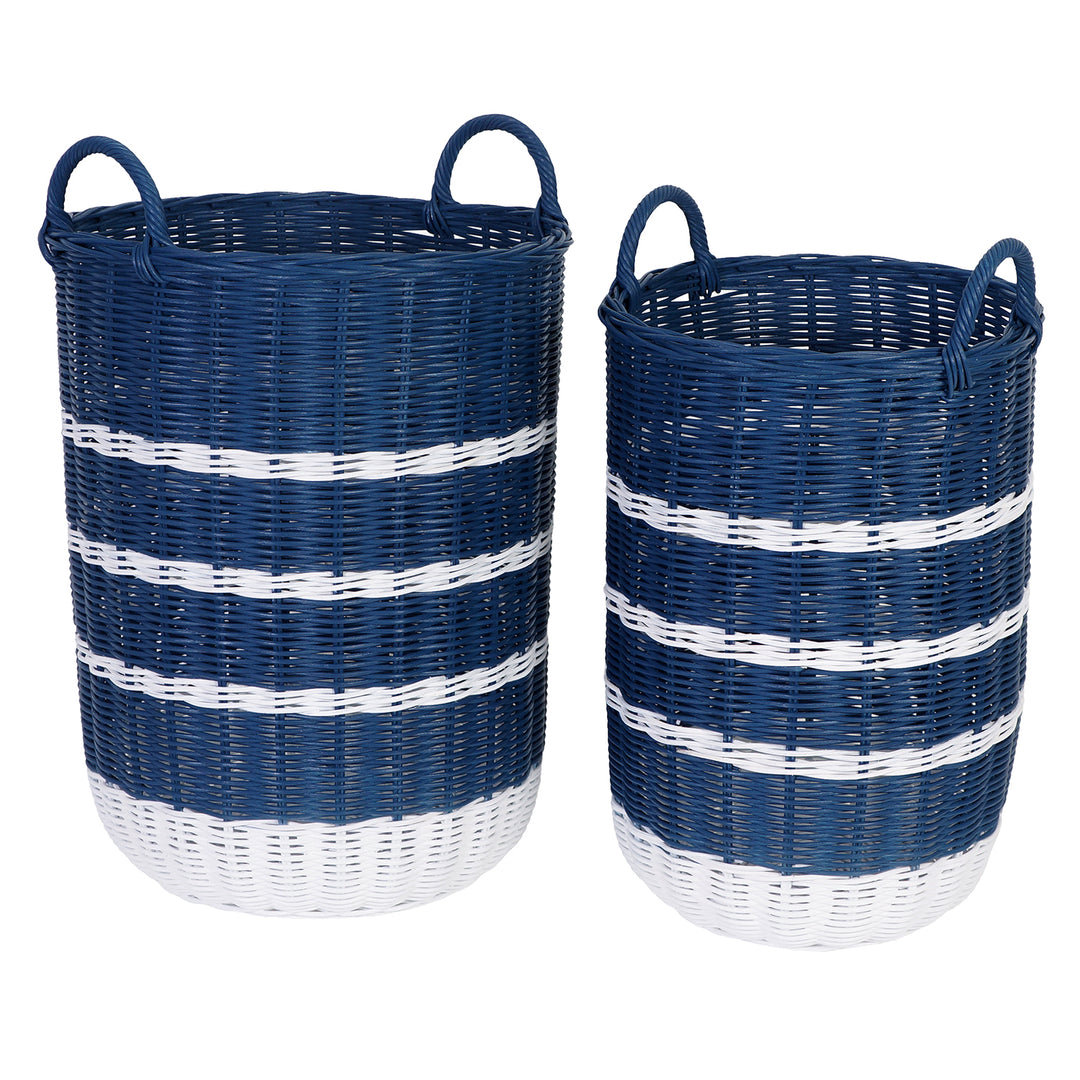 Danville Navy/White Round Nested Basket Set/2.