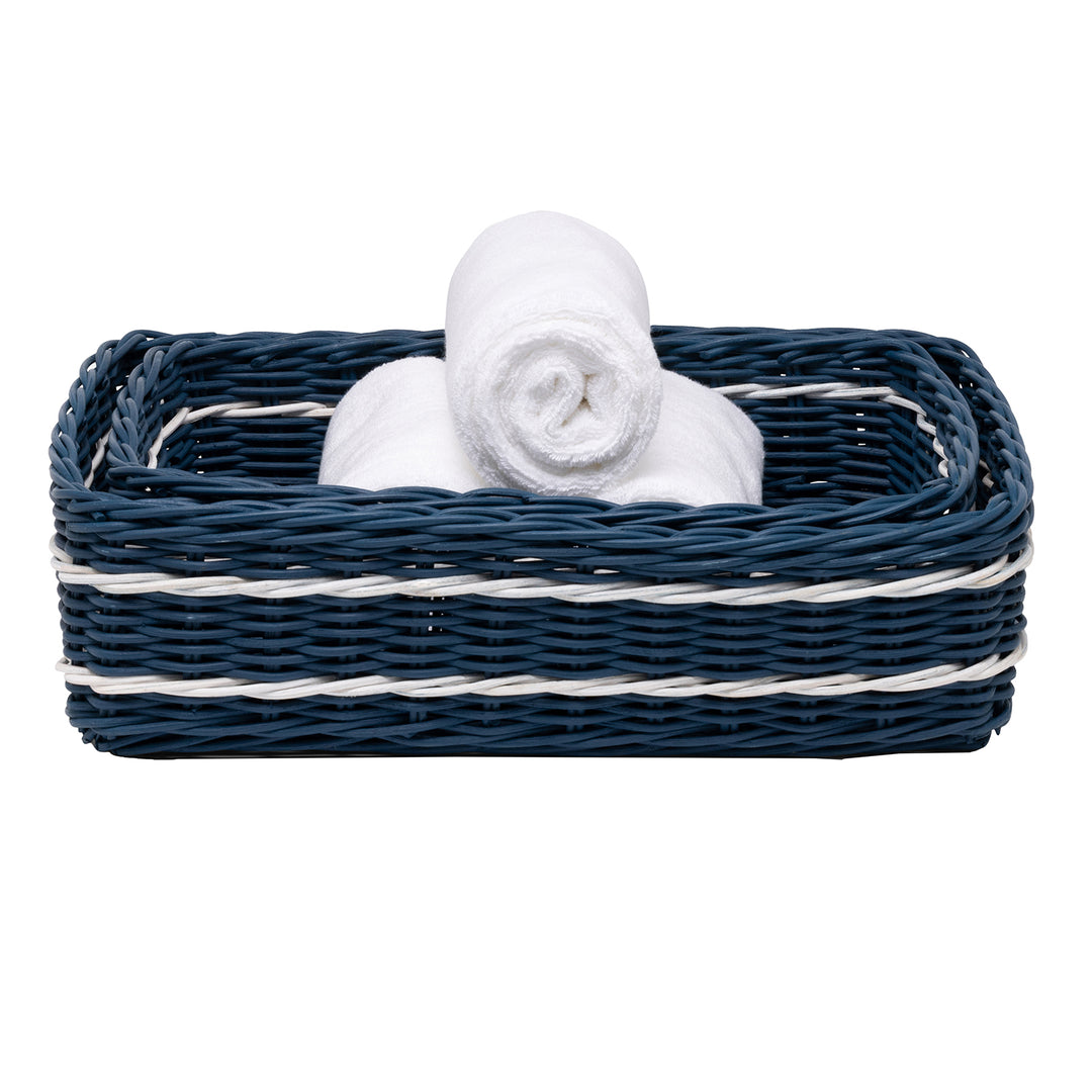 Danville Navy/White Storage Basket Set/2.