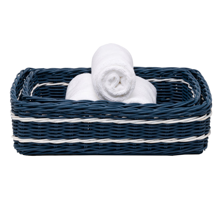 Danville Navy/White Storage Basket Set/2.