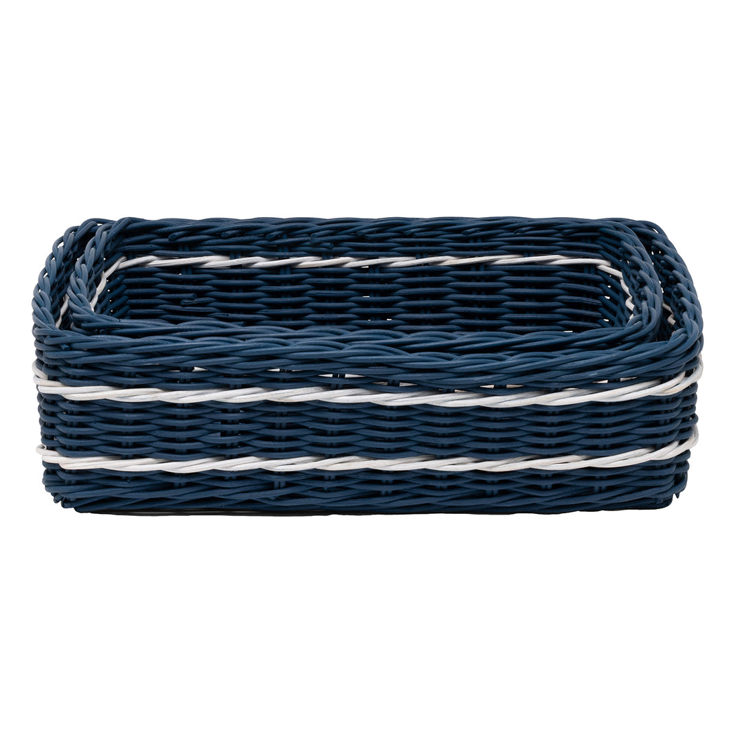 Danville Navy/White Storage Basket Set/2.