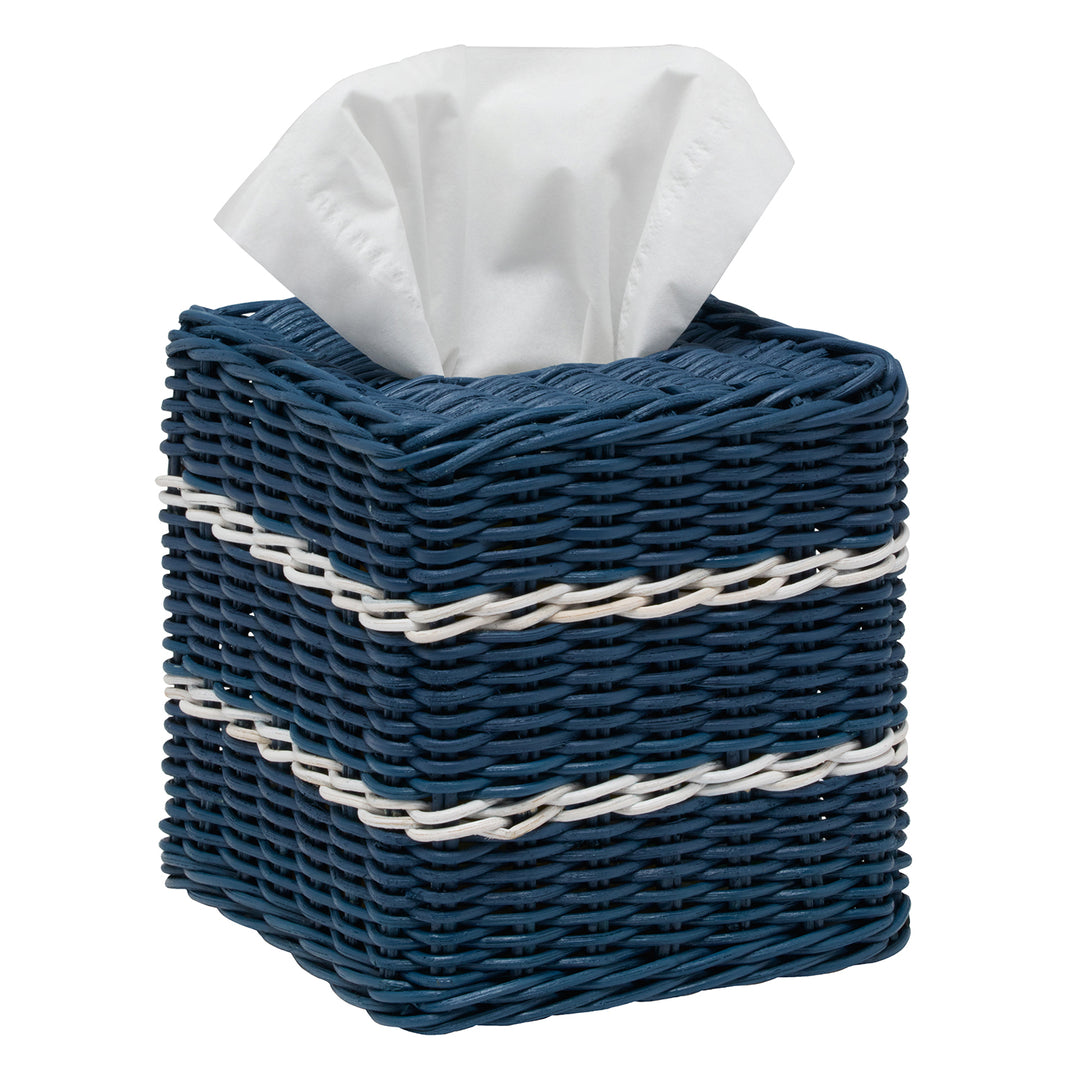 Danville Navy/White Tissue Box Cover