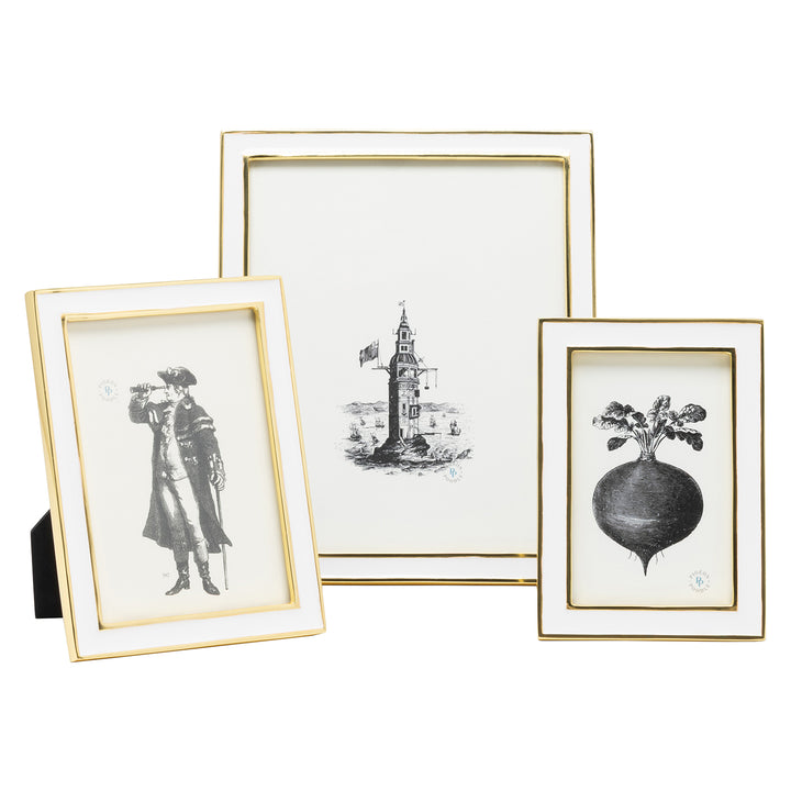 Delphi Enamel/Aluminum Picture Frame (White/Gold)