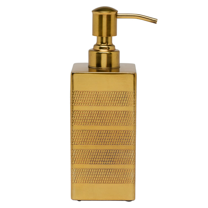Denver Striped Etched Stainless Steel Soap Dispenser (Antique Brass)