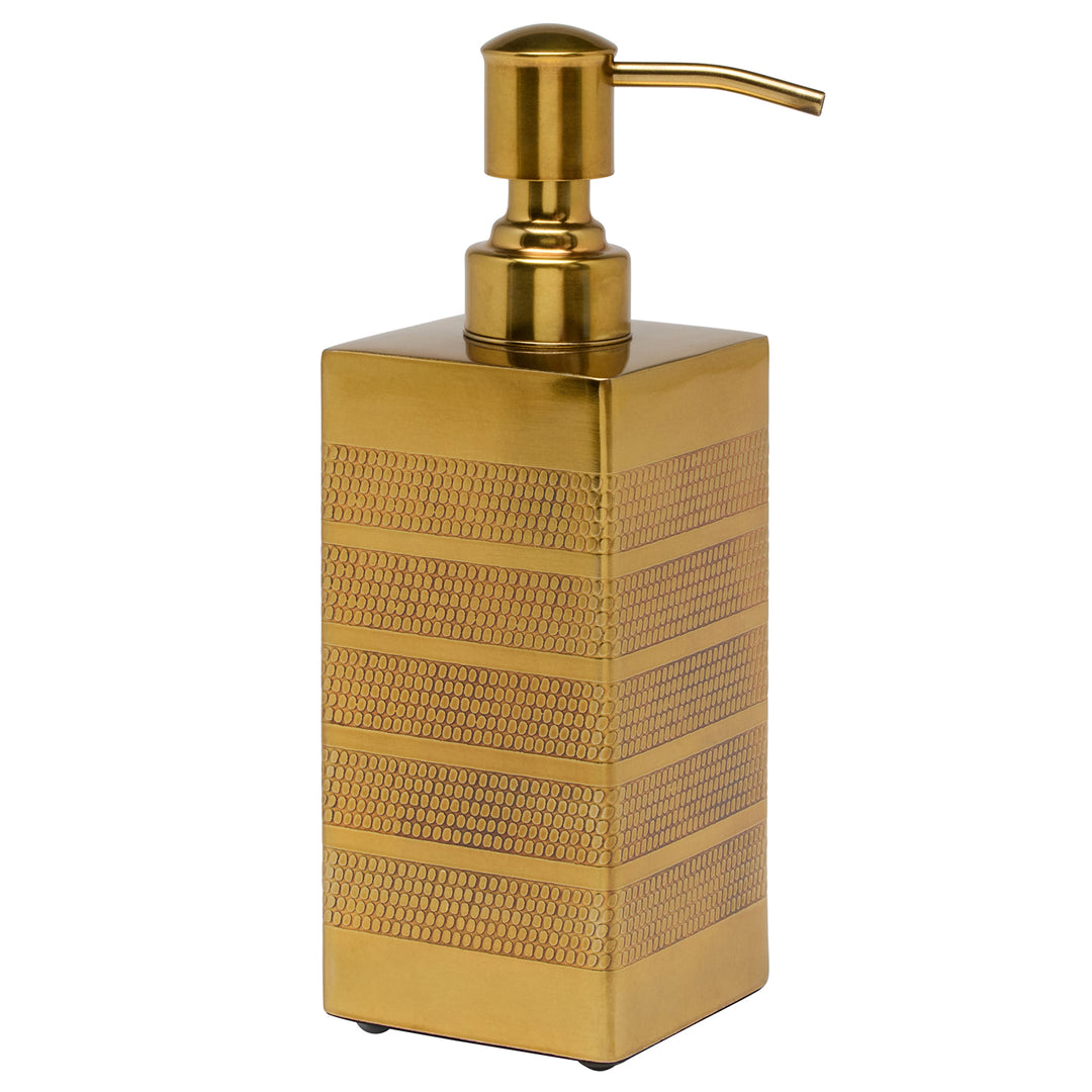 Denver Striped Etched Stainless Steel Soap Dispenser (Antique Brass)