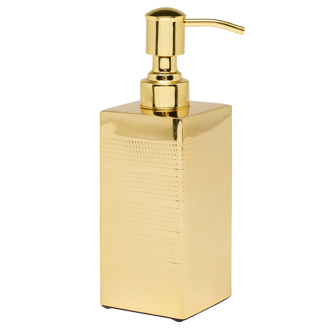 Denver Striped Etched Stainless Steel Soap Dispenser (Shiny Gold )
