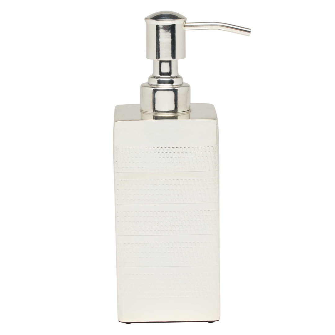 Denver Striped Etched Stainless Steel Soap Dispenser (Shiny Silver)
