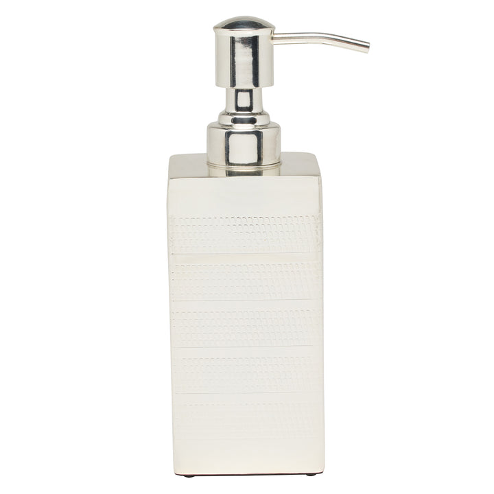 Denver Striped Etched Stainless Steel Soap Dispenser (Shiny Silver)