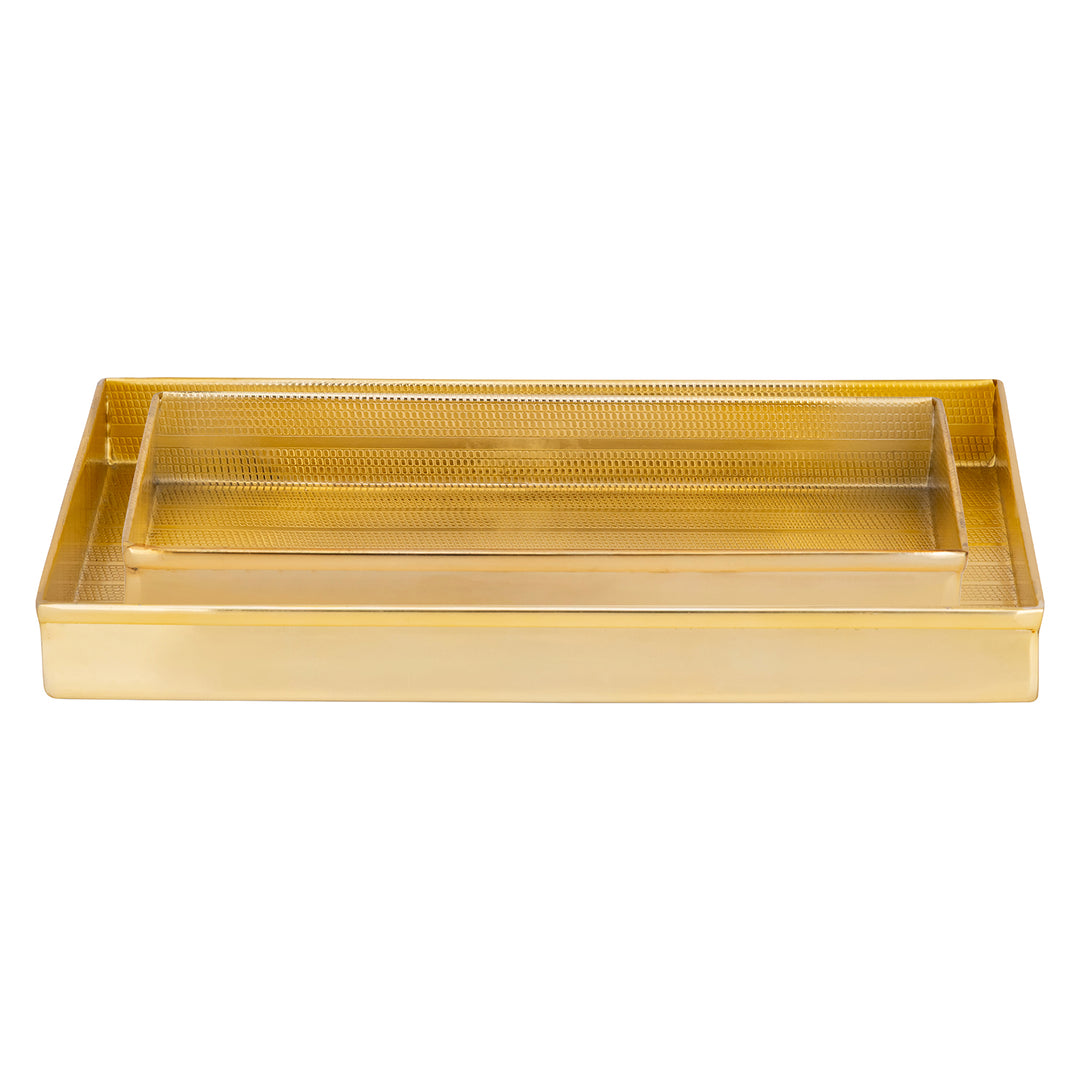 Denver Striped Etched Stainless Steel Tray Set/2 (Shiny Gold)