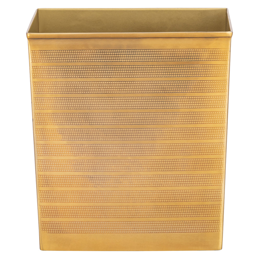 Denver Striped Etched Stainless Steel Rectangle Wastebasket (Antique Brass)