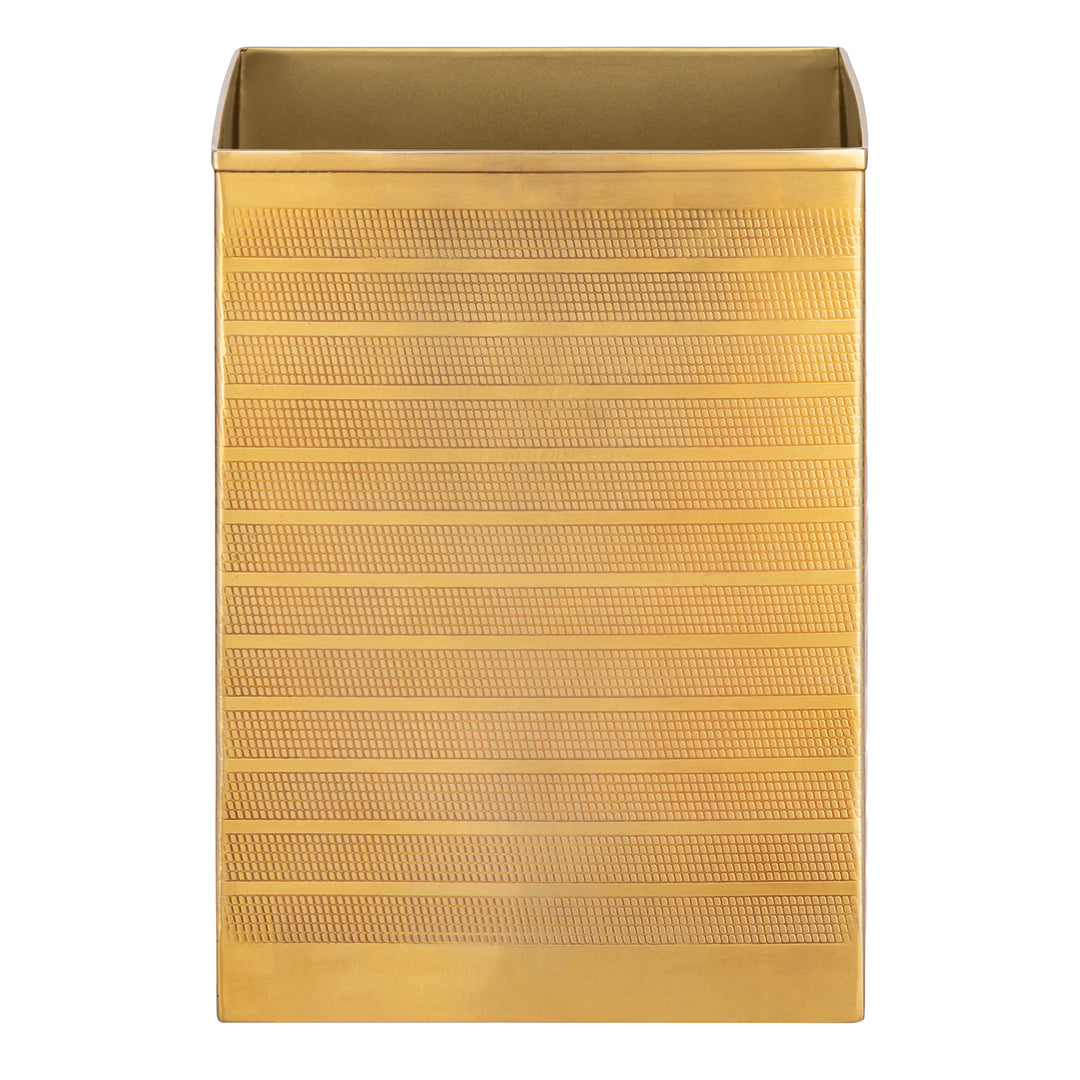 Denver Striped Etched Stainless Steel Square Wastebasket (Antique Brass)