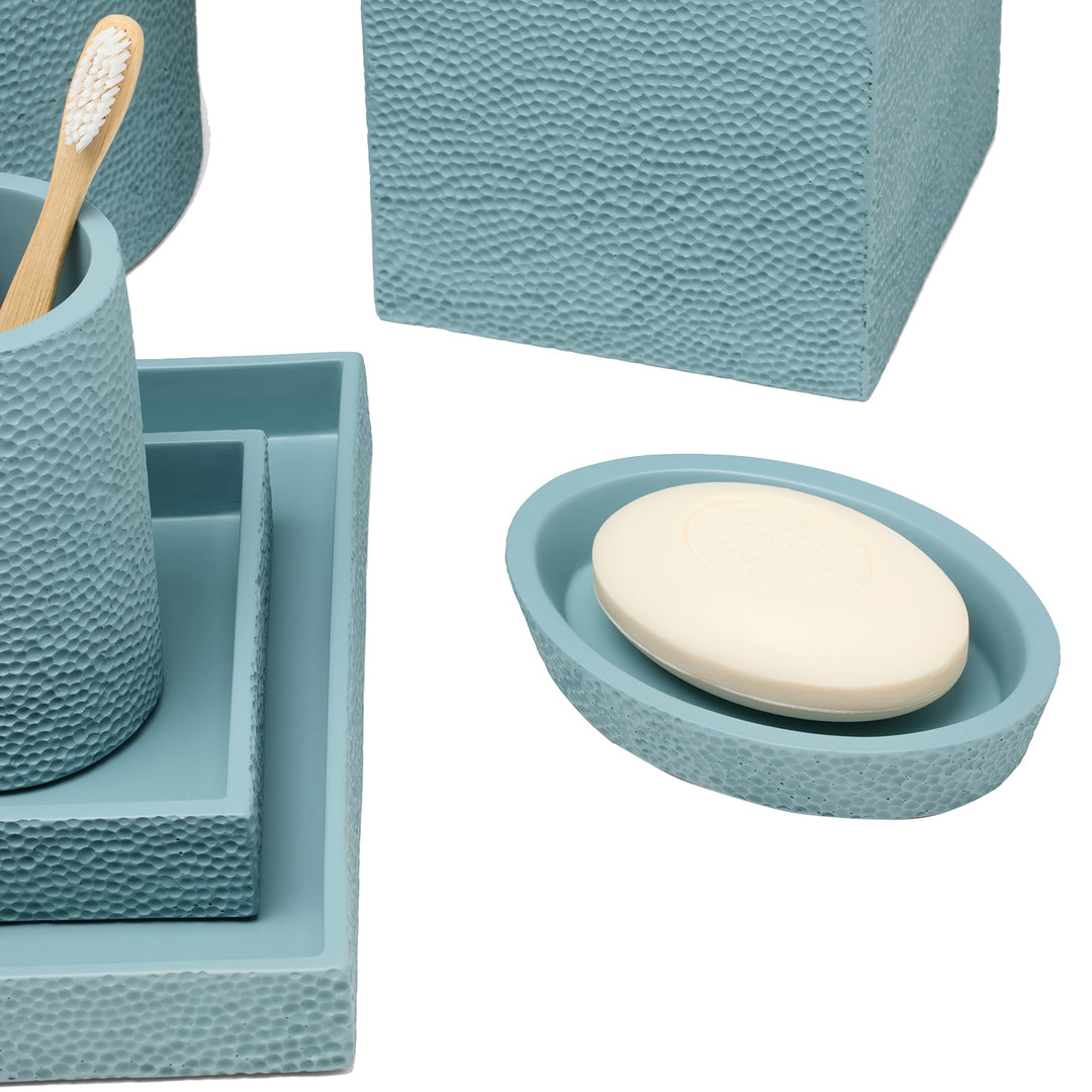 Dover Engraved Resin Bathroom Accessories (Teal Blue)