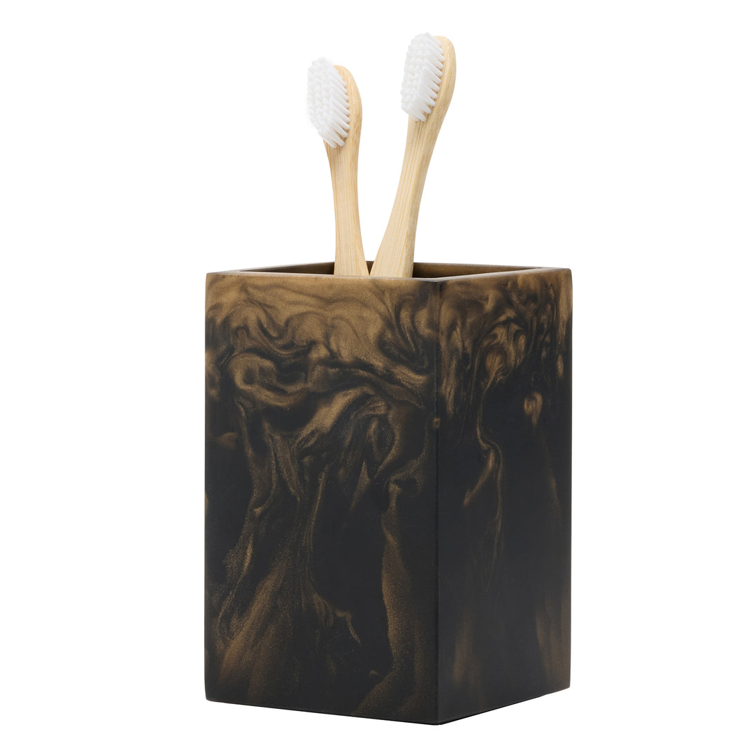 Duluth Black/Gold Swirled Resin Bathroom Accessories