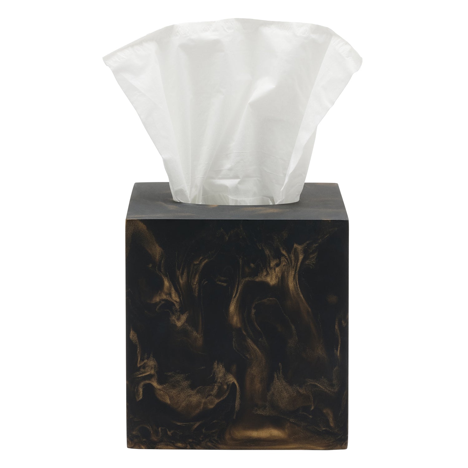 Duluth Black/Gold Swirled Resin Tissue Box Cover Hudson & Vine