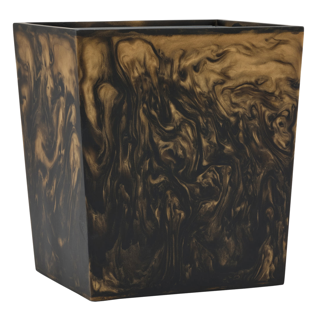 Duluth Black/Gold Swirled Resin Rectangle Wastebasket