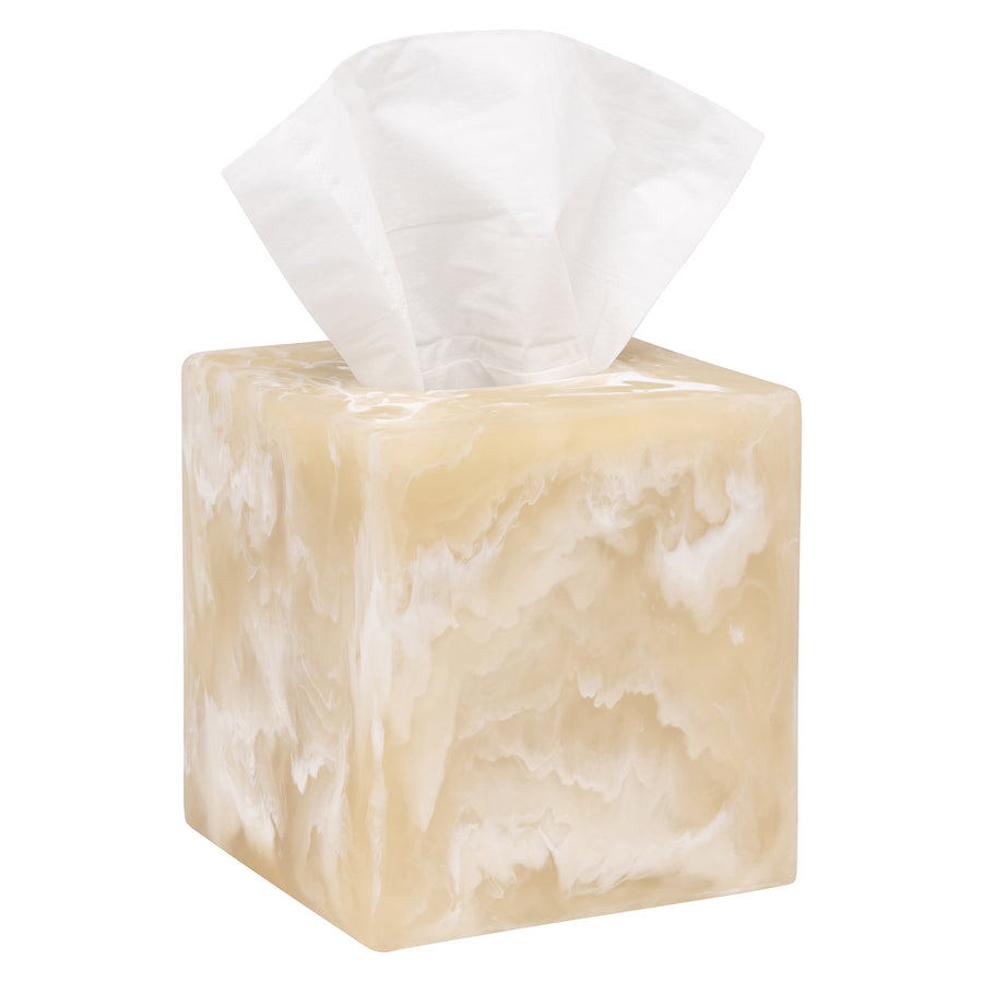 Duluth Ivory Swirled Resin Tissue Box Cover - Hudson & Vine