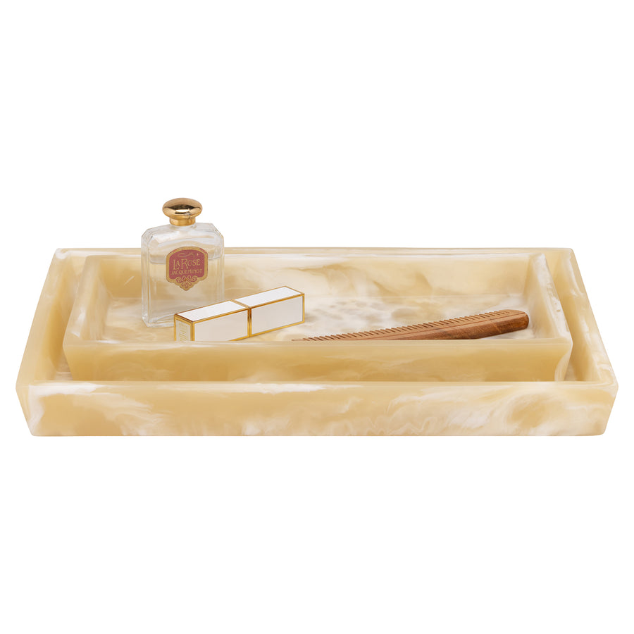 Duluth Ivory Swirled Resin Nested Trays Set/2 - Hudson & Vine