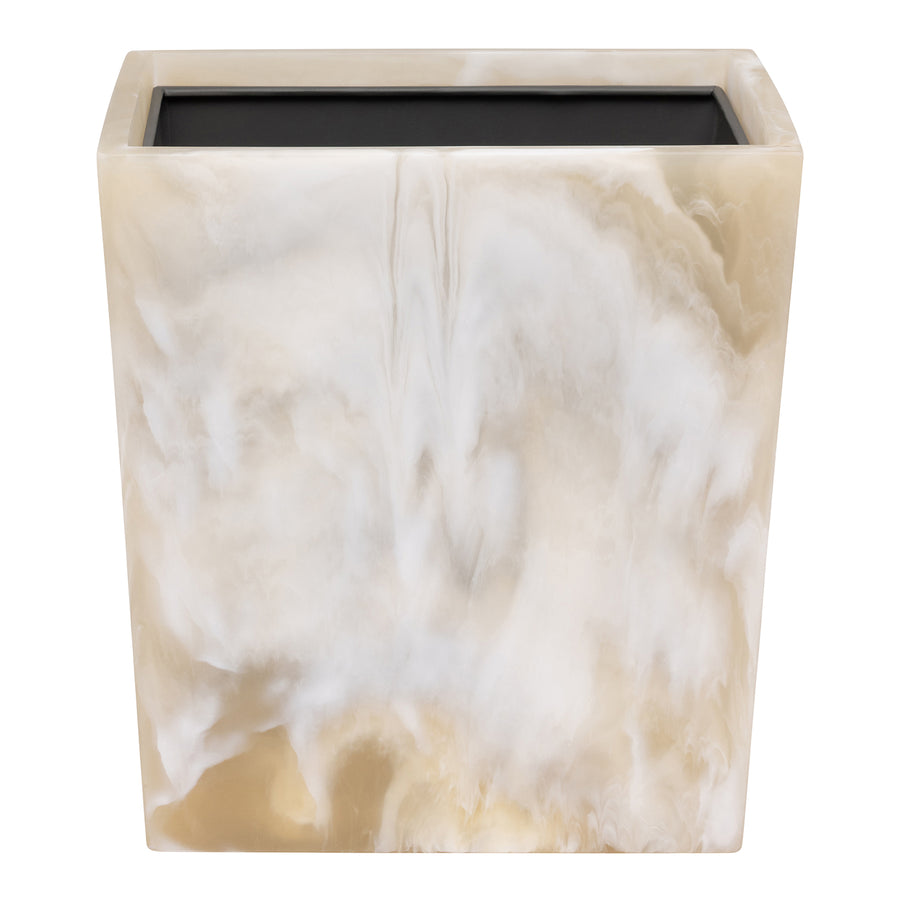 Duluth Ivory Swirled Resin Rectangle Wastebasket - Hudson & Vine