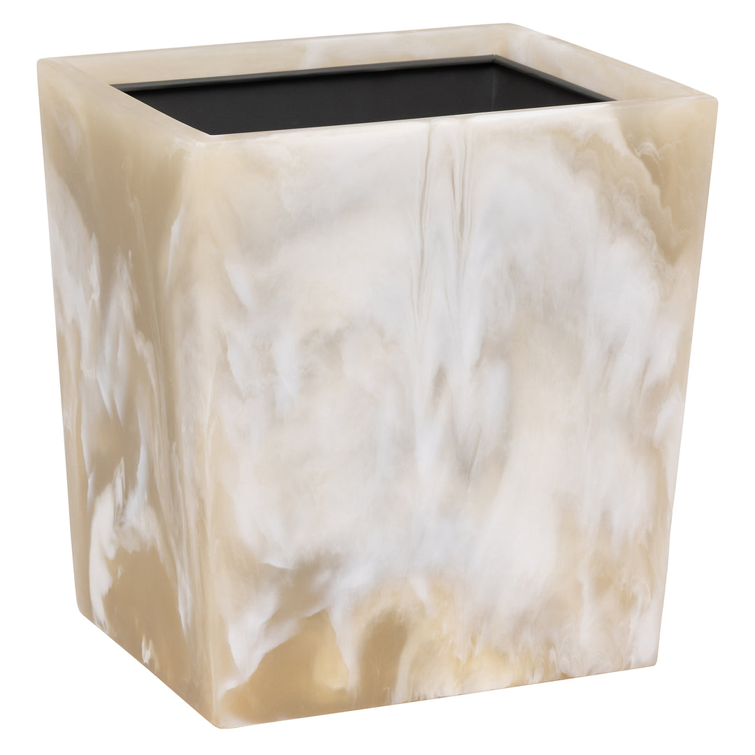 Duluth Ivory Swirled Resin Rectangle Wastebasket - Hudson & Vine