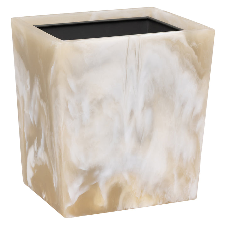 Duluth Ivory Swirled Resin Rectangle Wastebasket - Hudson & Vine