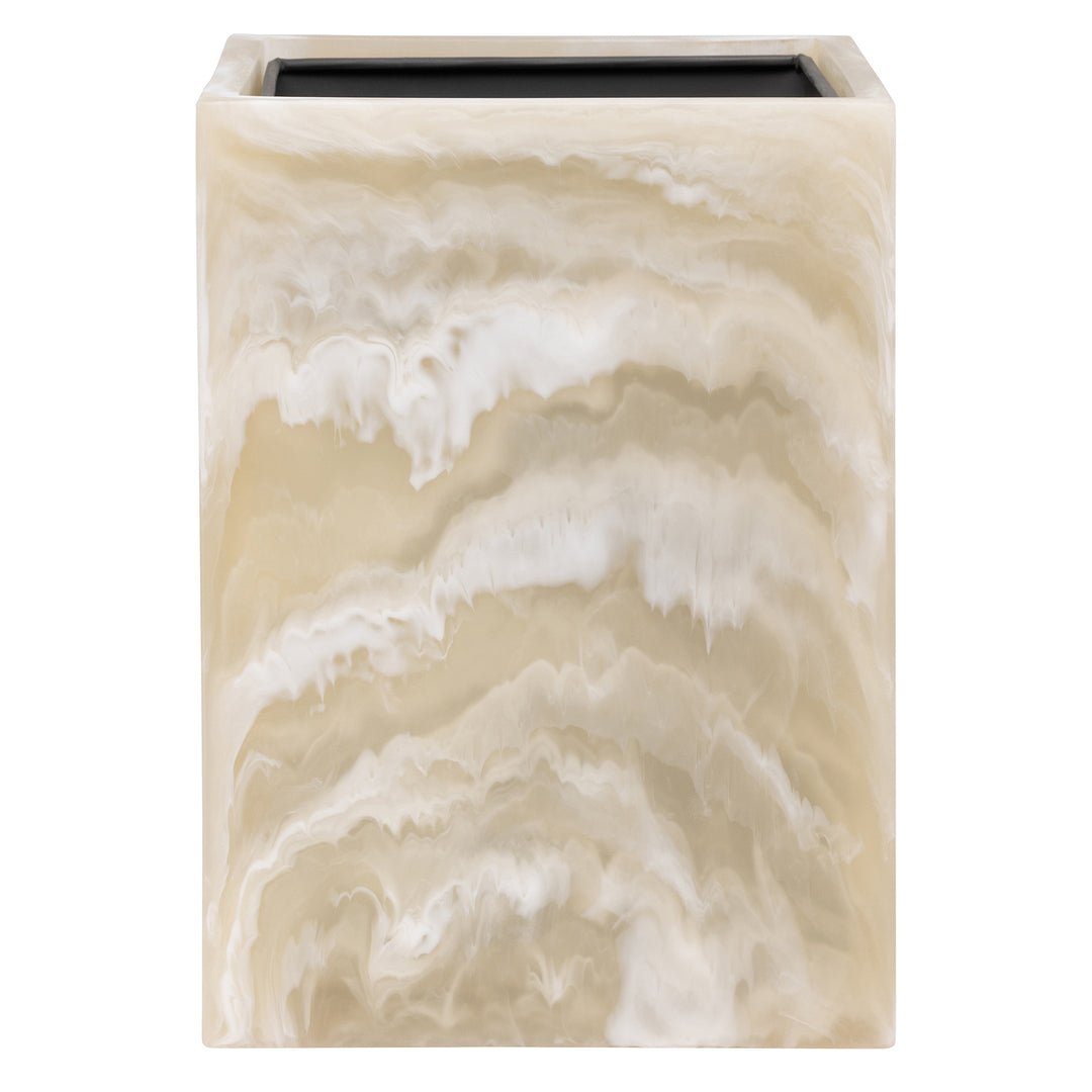 Duluth Ivory Swirled Resin Square Wastebasket - Hudson & Vine